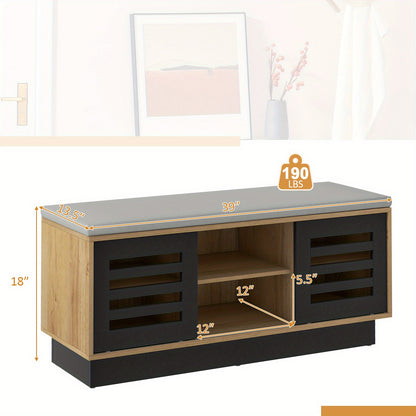 Schoenenrek – Schoenenbank – Schoenenkast – Schoenenopberger – Opbergbank – 6 Compartimenten – Zitkussen en Verstelbare Planken – Modern Grijs 99,5x34,5x46 cm