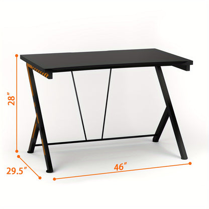 Gaming Bureau – Gametafel – Computerbureau – Werkplek – Bureau Zwart – Stevig MDF Met Metalen Frame – Ruim Werkblad 117x75 cm