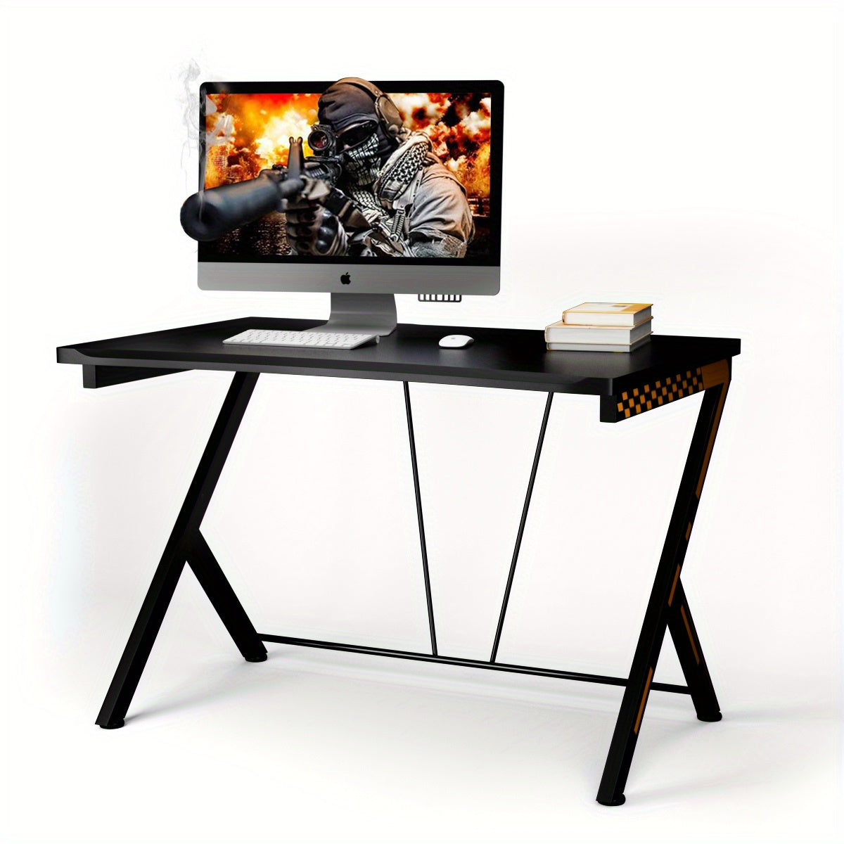 Gaming Bureau – Gametafel – Computerbureau – Werkplek – Bureau Zwart – Stevig MDF Met Metalen Frame – Ruim Werkblad 117x75 cm