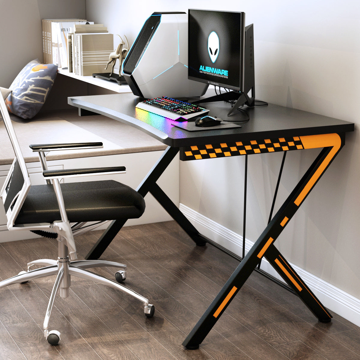 Gaming Bureau – Gametafel – Computerbureau – Werkplek – Bureau Zwart – Stevig MDF Met Metalen Frame – Ruim Werkblad 117x75 cm