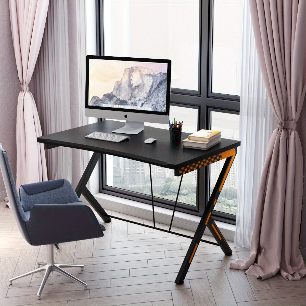 Gaming Bureau – Gametafel – Computerbureau – Werkplek – Bureau Zwart – Stevig MDF Met Metalen Frame – Ruim Werkblad 117x75 cm