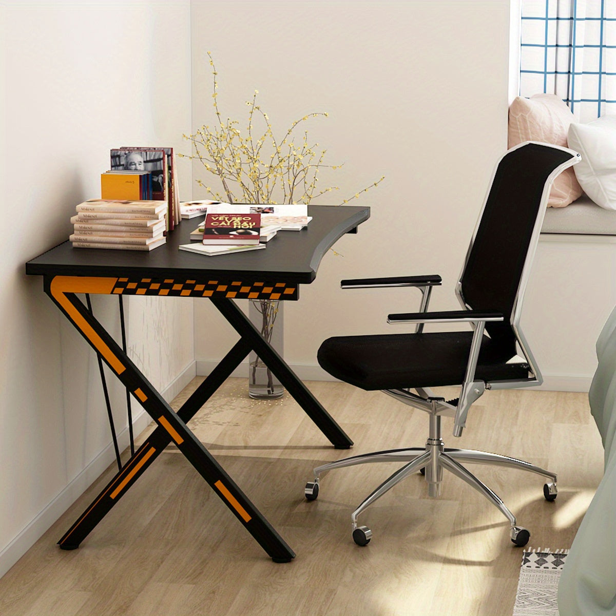 Gaming Bureau – Gametafel – Computerbureau – Werkplek – Bureau Zwart – Stevig MDF Met Metalen Frame – Ruim Werkblad 117x75 cm