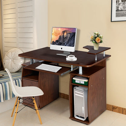 Bureau – Computertafel – Werkplektafel – Bureautafel – Schrijftafel – MDF Metalen Frame – Toetsenbordlade en Printervak – 120 x 55 cm Bruin