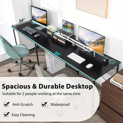 Hoekbureau – Computerbureau – L-vormig Bureau – Gamebureau – Bureautafel – Zwart – Robuust Staal – Verstelbare Voeten – 150x150 cm