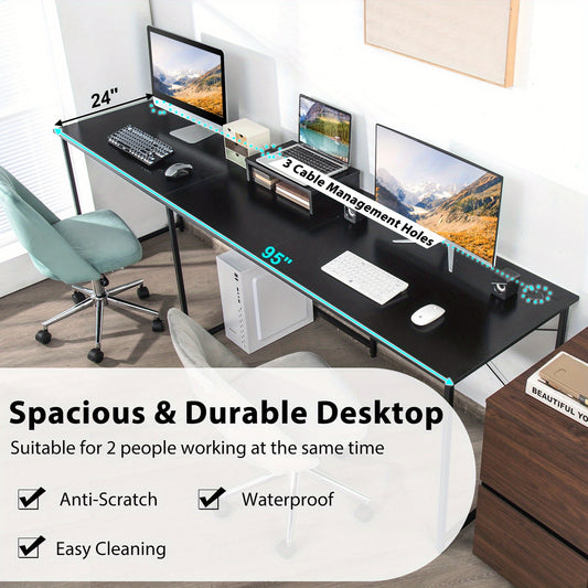 Hoekbureau – Computerbureau – L-vormig Bureau – Gamebureau – Bureautafel – Zwart – Robuust Staal – Verstelbare Voeten – 150x150 cm