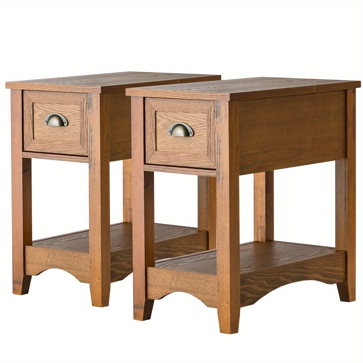 Bijzettafel – Salontafel – Nachtkastje – Sofa Tafel – Ladekastje – Compact 56x33x58,5 cm – Geelbruin Hout
