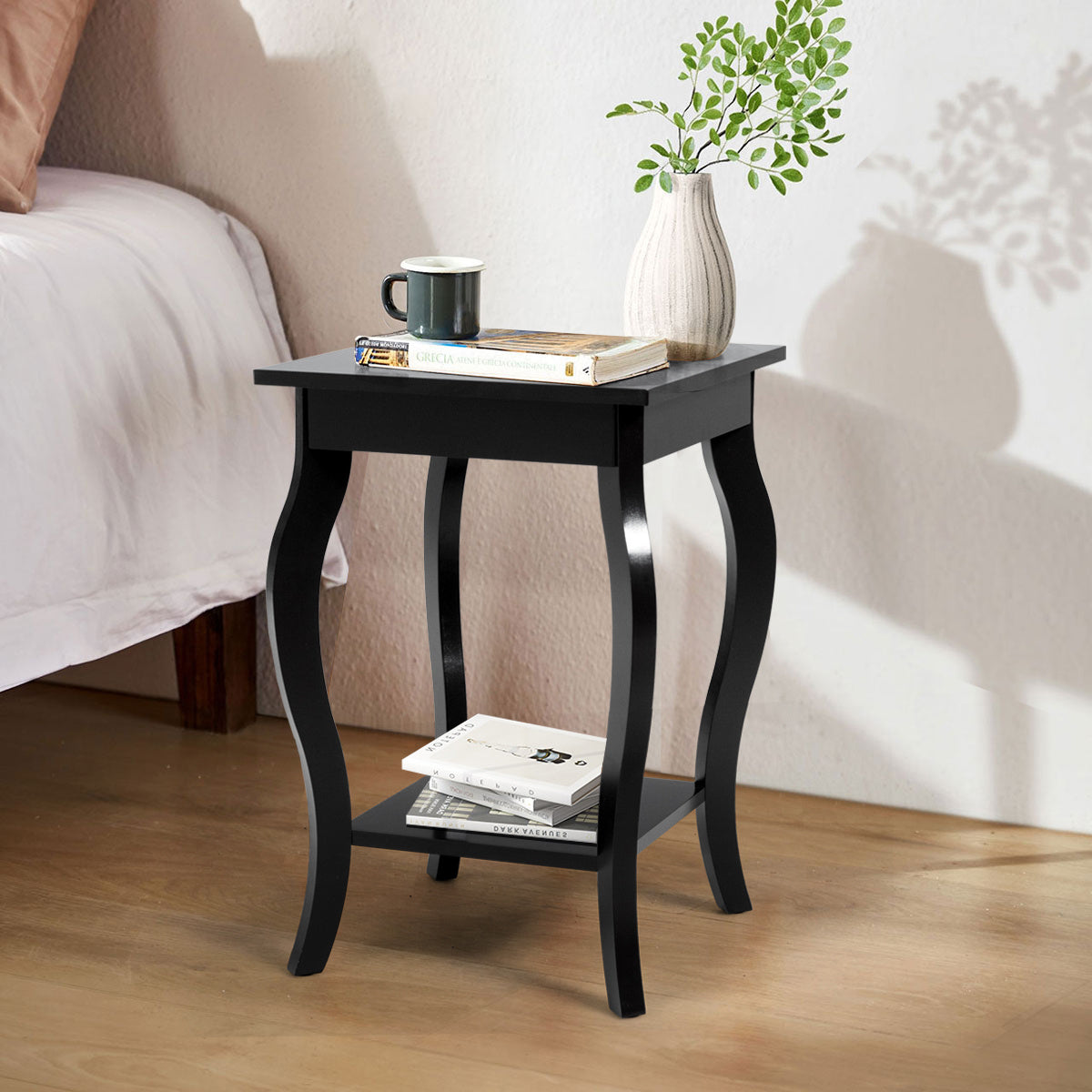 Nachtkastje – Bijzettafel – Ladekastje – Wandkast – Bedside Table – Industrieel Design – MDF Hout – 40x40x60 cm – Met Opbergrek