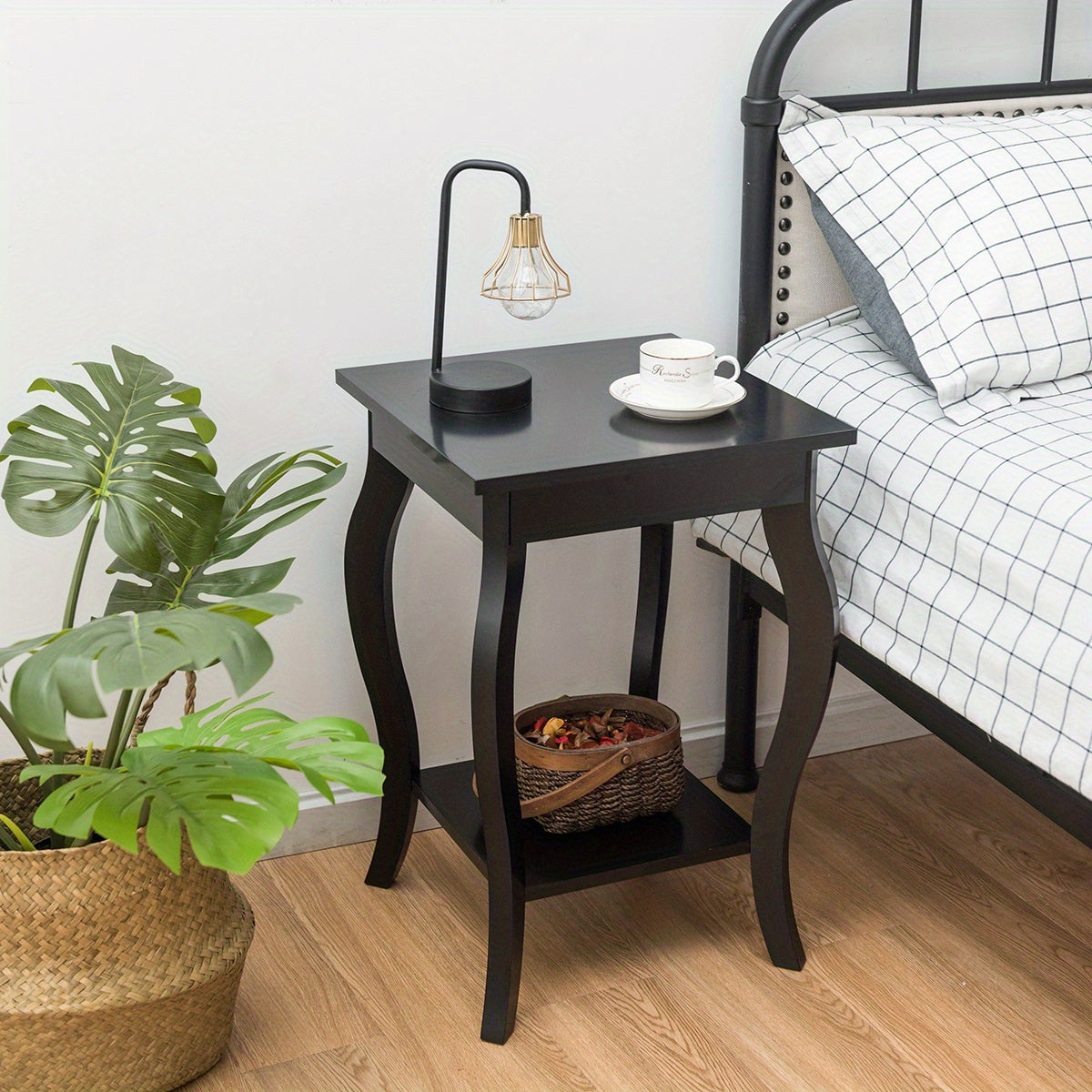 Nachtkastje – Bijzettafel – Ladekastje – Wandkast – Bedside Table – Industrieel Design – MDF Hout – 40x40x60 cm – Met Opbergrek