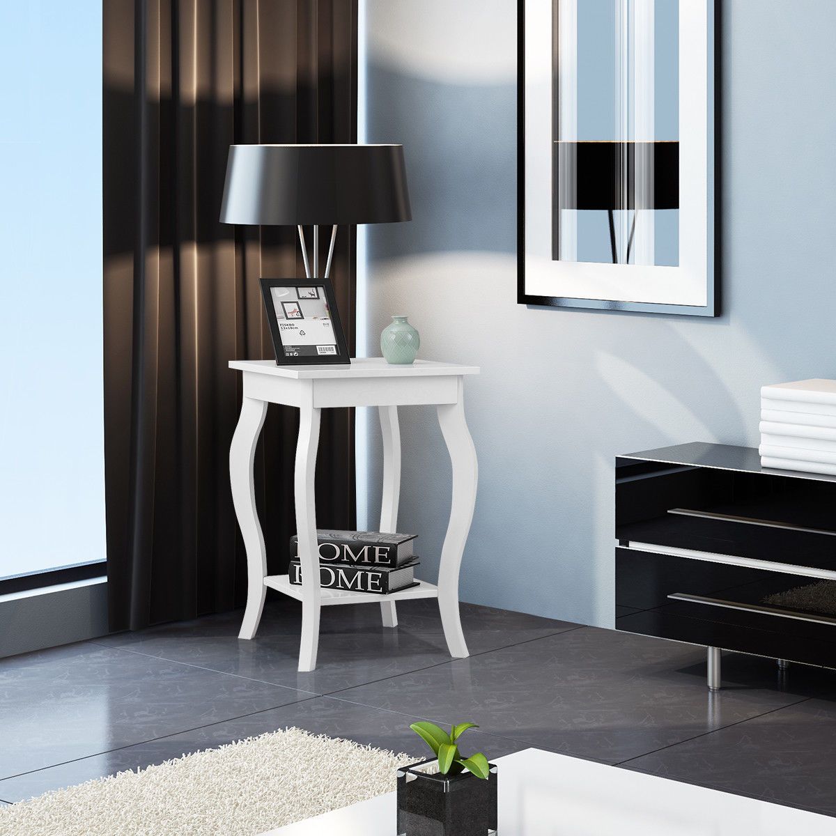 Nachtkastje – Bijzettafel – Wandkastje – Bedtafel – Houten Kastje – Compact 40x40x60 cm – MDF Met Tussenplank