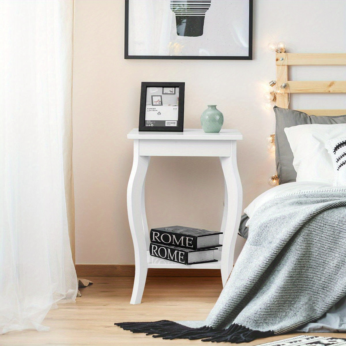 Nachtkastje – Bijzettafel – Wandkastje – Bedtafel – Houten Kastje – Compact 40x40x60 cm – MDF Met Tussenplank