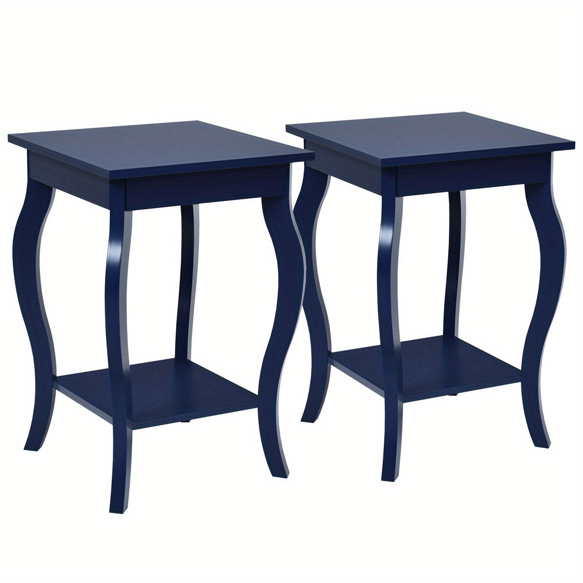 Nachtkastje – Bijzettafel – Side table – Laptoptafel – Industrieel tafeltje – Houten 2-laags design – Compact 40x40x60 cm – Robuust MDF en massief hout – Blauw