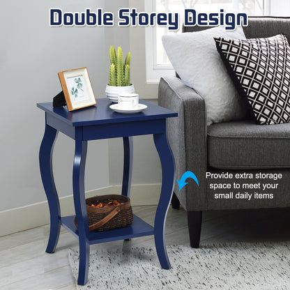 Nachtkastje – Bijzettafel – Side table – Laptoptafel – Industrieel tafeltje – Houten 2-laags design – Compact 40x40x60 cm – Robuust MDF en massief hout – Blauw