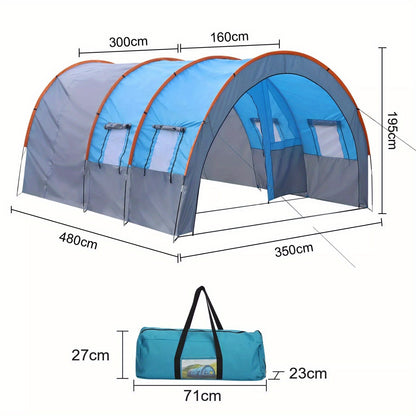 XXL Tunneltent – Kampeertent – Familietent – Groepstent – Outdoor Tent – Ruim Voor 4-6 Personen – Waterafstotend Polyester – Snelle Opzet