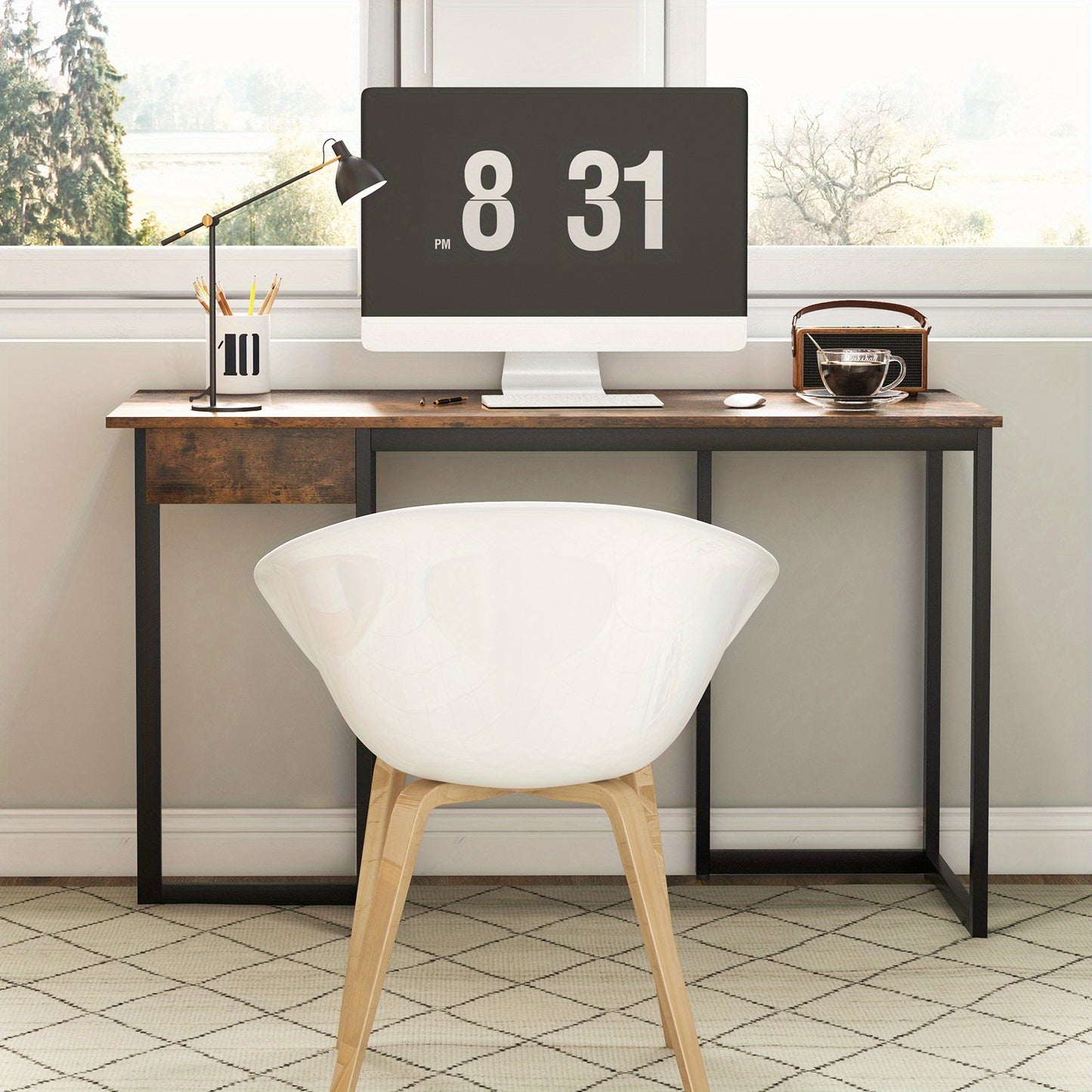 Computertafel – Computerbureau – Bureautafel – Werktafel – Gaming Bureau – Industrieel MDF Blad – Rustiek Bruin Met Lade