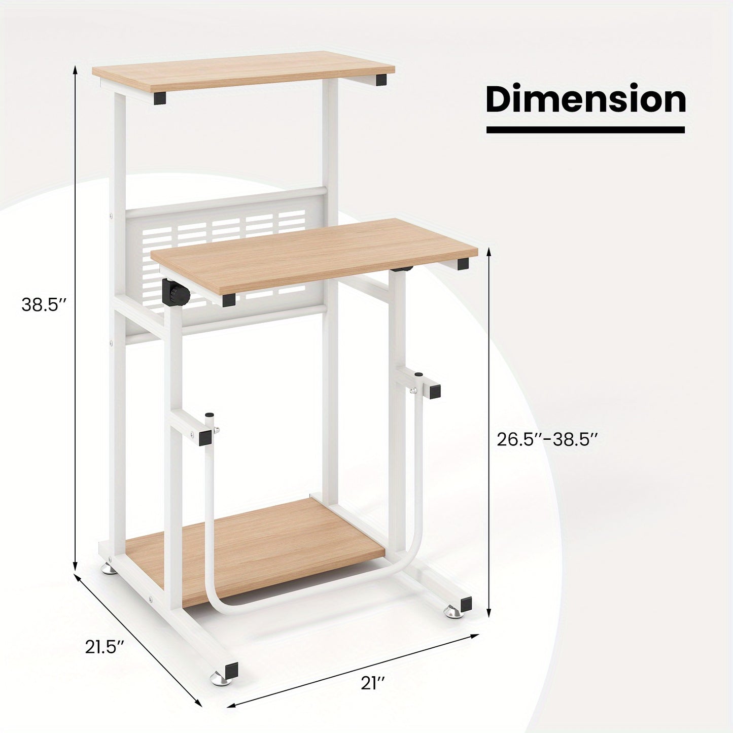 Zit Sta Bureau – Staand Bureau – Verstelbaar Bureau – Werkplek Bureau – Compact Bureau – Hoogte Verstelbaar 67-98 cm – Met Voetsteun en Opbergruimte
