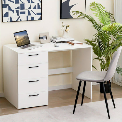 Bureau – Computertafel – Schrijftafel – Werkplek – Bureautafel – Wit – 110x60 cm – MDF Hout – 4 Lades – Ruim Opbergvlak