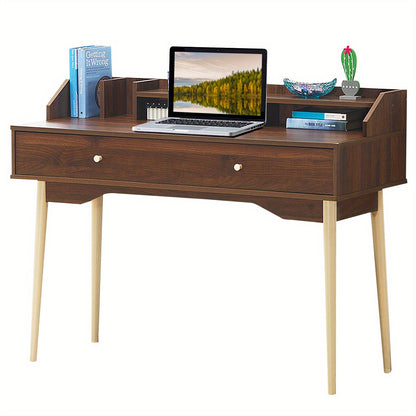 Bureau – Computertafel – Schrijftafel – Werkplek – Studiebureau – MDF Hout – Ruim Werkblad 120x44,5 cm – Inclusief Lade en Boekenplanken