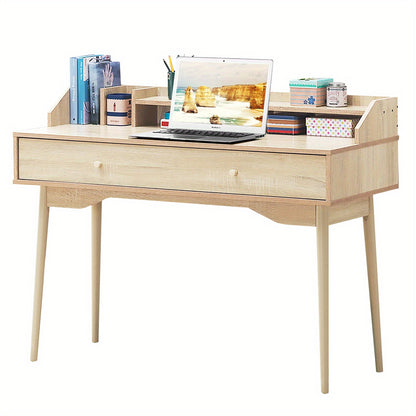 Bureau – Computertafel – Schrijftafel – Werkplek – Thuiswerkplek – MDF Hout – Ruim Werkblad 120 cm – Opberglades en Legplanken