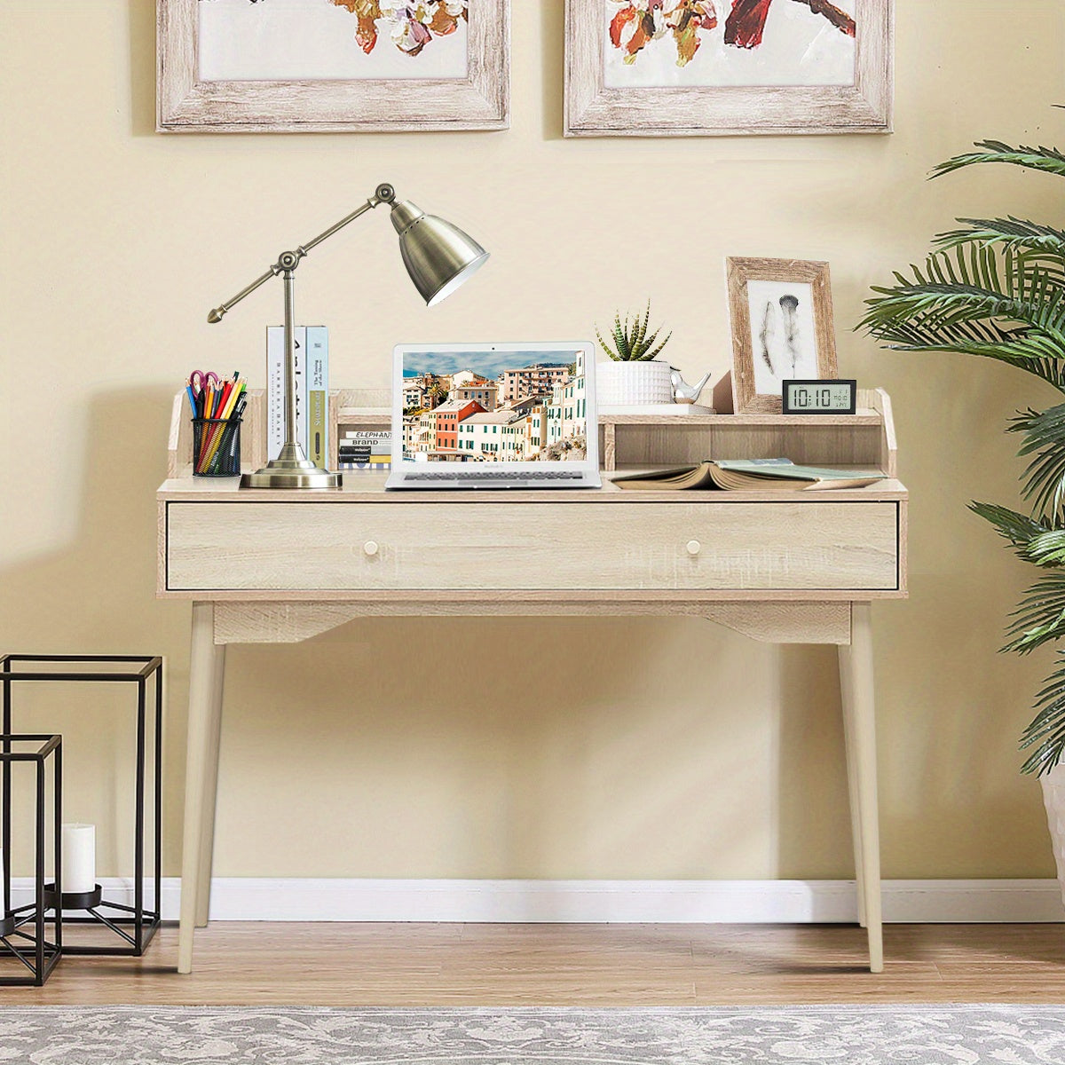 Bureau – Computertafel – Schrijftafel – Werkplek – Thuiswerkplek – MDF Hout – Ruim Werkblad 120 cm – Opberglades en Legplanken