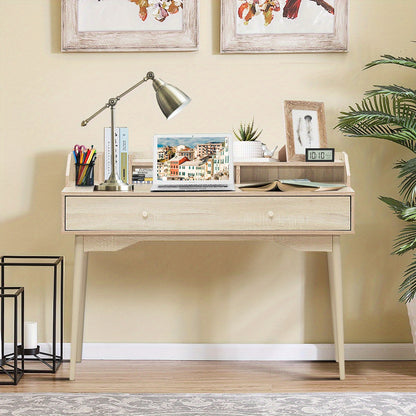 Bureau – Computertafel – Schrijftafel – Werkplek – Thuiswerkplek – MDF Hout – Ruim Werkblad 120 cm – Opberglades en Legplanken