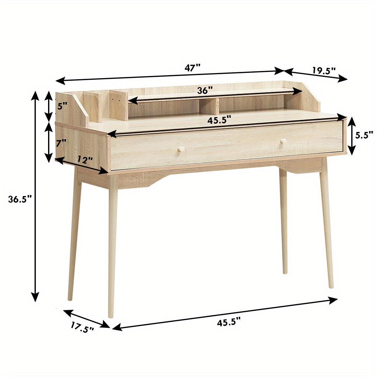 Bureau – Computertafel – Schrijftafel – Werkplek – Thuiswerkplek – MDF Hout – Ruim Werkblad 120 cm – Opberglades en Legplanken
