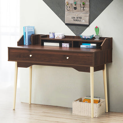 Bureau – Computertafel – Schrijftafel – Werkplek – Studiebureau – MDF Hout – Ruim Werkblad 120x44,5 cm – Inclusief Lade en Boekenplanken