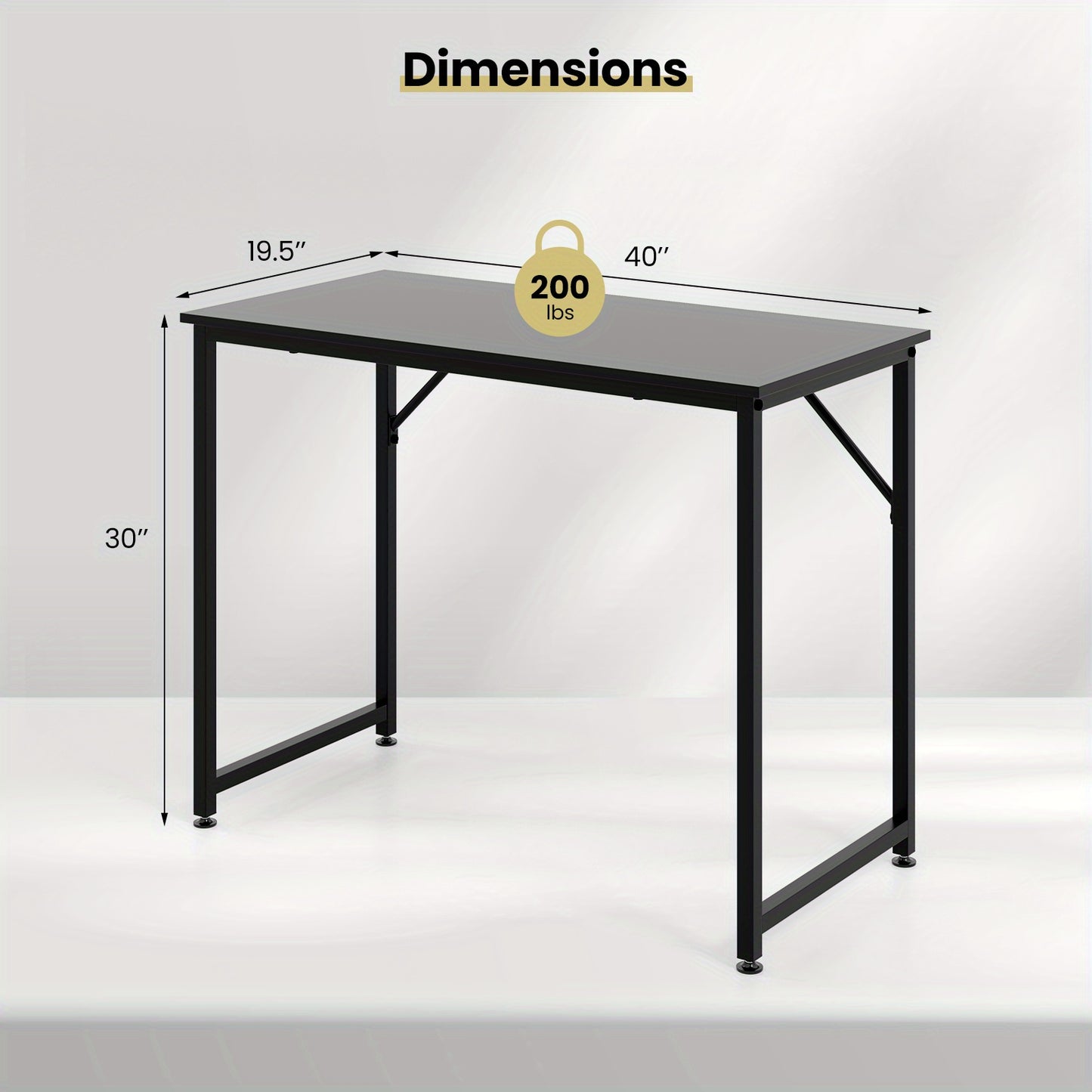 Compact Bureau – Computerbureau – Gametafel – Werktafel – Bijzettafel – Zwart Metalen Frame – Stevig MDF – 90 kg Draagkracht
