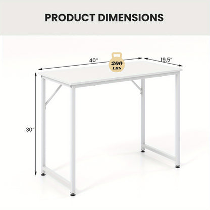 Bureau – Schrijftafel – Computertafel – Werkplek – Bureautafel – Wit MDF Tafelblad – Stevig Metalen Frame 102x50 cm
