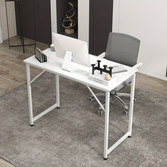 Bureau – Schrijftafel – Computertafel – Werkplek – Bureautafel – Wit MDF Tafelblad – Stevig Metalen Frame 102x50 cm