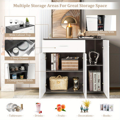 Dressoir – Ladekast – Opbergkast – Keukenkast – Buffetkast – Modern Design – Verstelbare Plank – Anti-Kantel Mechanisme – 88x40x80 cm – Metaal & Houtfineer