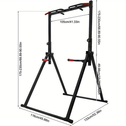Multifunctionele Optrekstang – Pull-up Bar – Klimrek – Fitnessstang – Krachtstation – Verstelbare Hoogte – Driepoot Driehoekige Steun – Roestvrij Staal – Zwart