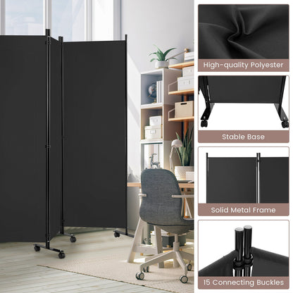 6-Panel Vouwdeeltafel – Kamerscherm – Ruimteverdeler – Scheidingswand – Privacy Scherm – Met Wieltjes Met Rem – 172 cm Hoog – Grijs