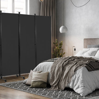 6-Panel Vouwdeeltafel – Kamerscherm – Ruimteverdeler – Scheidingswand – Privacy Scherm – Met Wieltjes Met Rem – 172 cm Hoog – Grijs