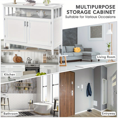 Dressoir – Opbergkast – Buffetkast – TV-meubel – Kast – Modern design – Verstelbare plank – MDF met grenen poten – 114x51x91 cm – Wit