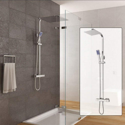 Thermostaat Douchesysteem – Regendouche – Douchekop – Douchekolom – Handdouche – Wandmontage – Verstelbare Stang 82-122 cm – Roestvrij Staal & Chroom