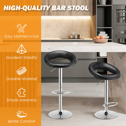 Barstoel – Barkruk – Barstoelset – Barkrukken – Barstoelen – Verstelbaar – 360° Draaibaar – Kunstleren Zitting – Metalen Voetsteun – Zwarte Antislip Basis – Set Van 2