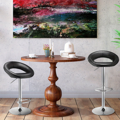 Barstoel – Barkruk – Barstoelset – Barkrukken – Barstoelen – Verstelbaar – 360° Draaibaar – Kunstleren Zitting – Metalen Voetsteun – Zwarte Antislip Basis – Set Van 2