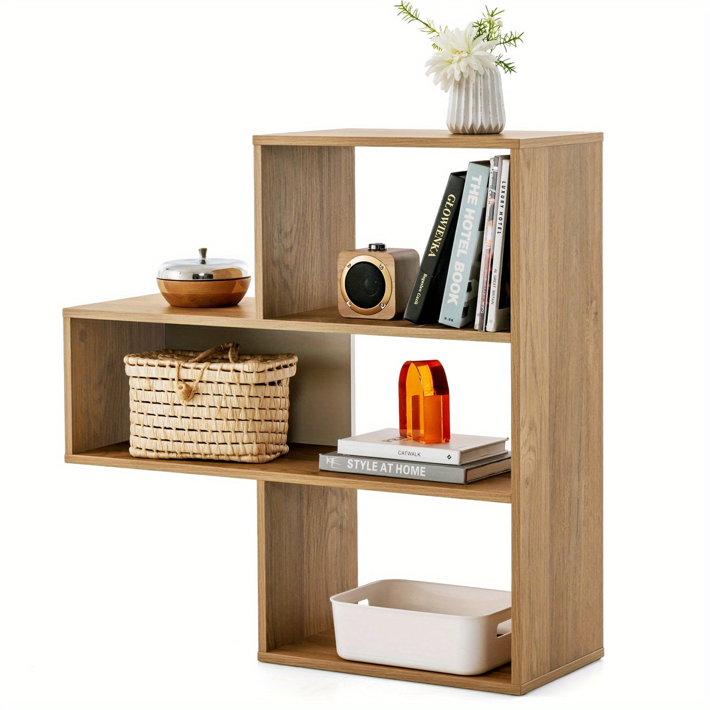 boekenkast – boekenrek – vakkenkast – opbergkast – stellingkast – MDF hout – antikantelbeveiliging – 3 open vakken – natuurlijke houtlook – compact design