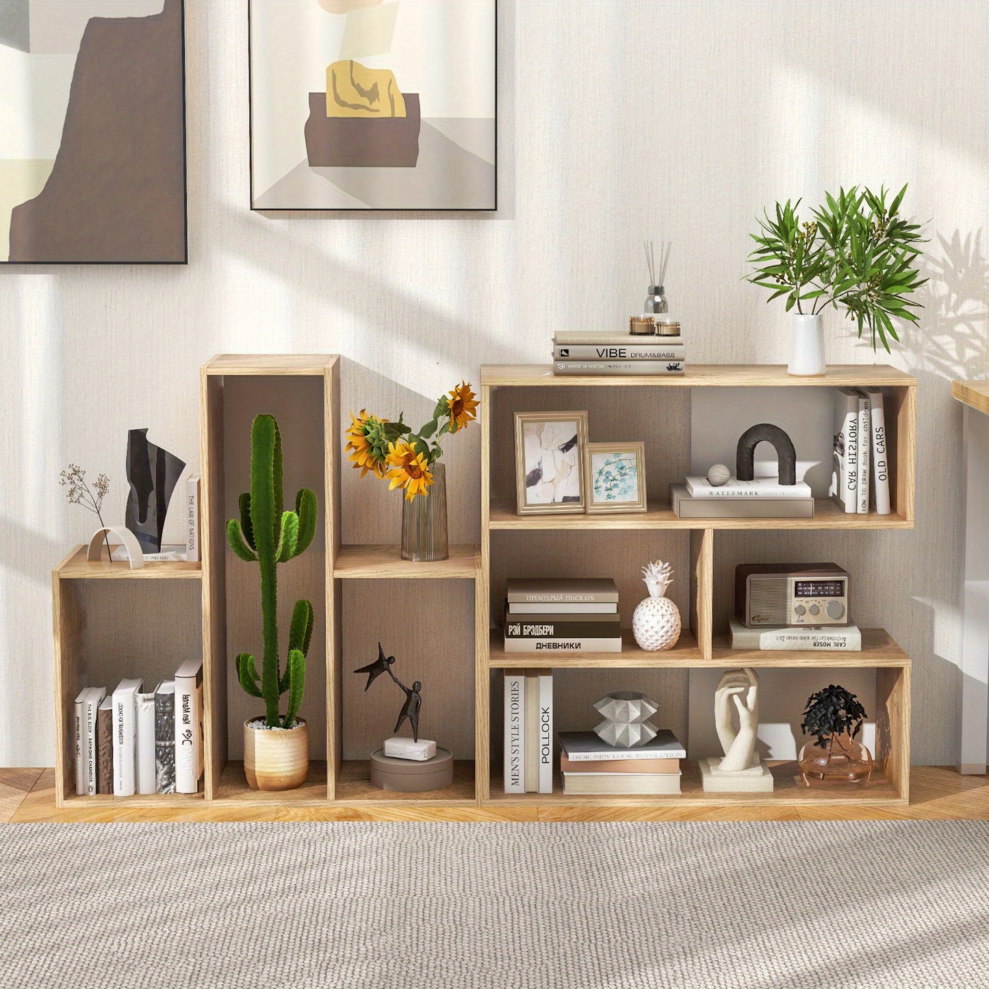 boekenkast – boekenrek – vakkenkast – opbergkast – stellingkast – MDF hout – antikantelbeveiliging – 3 open vakken – natuurlijke houtlook – compact design