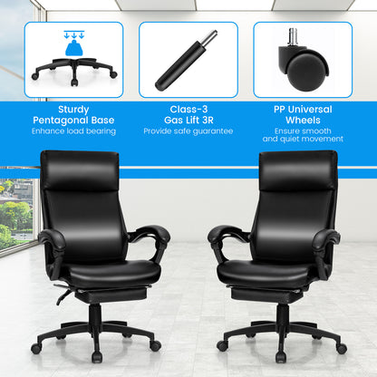 Ergonomische Bureaustoel – Directiemeubel – Kantinestoel – Werkstoel – Comfortstoel – Inklapbare Voetensteun – Verstelbare Rugleuning – Zwart