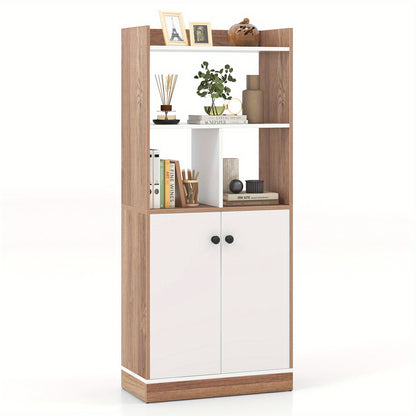 Boekenkast – Boekenrek – Vakkenkast – Opbergkast – Kast – Vrijstaand – Dubbele Deuren – 60x30x140 cm – MDF & Spaanplaat