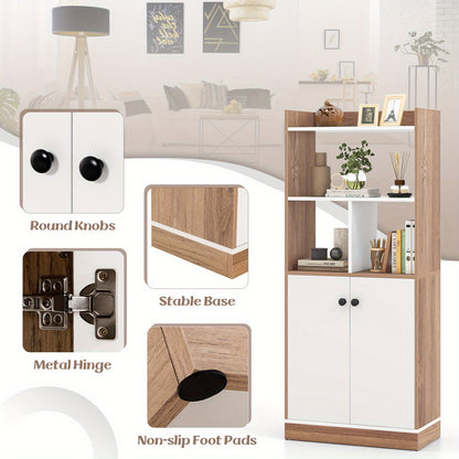 Boekenkast – Boekenrek – Vakkenkast – Opbergkast – Kast – Vrijstaand – Dubbele Deuren – 60x30x140 cm – MDF & Spaanplaat