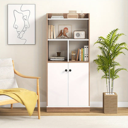 Boekenkast – Boekenrek – Vakkenkast – Opbergkast – Kast – Vrijstaand – Dubbele Deuren – 60x30x140 cm – MDF & Spaanplaat