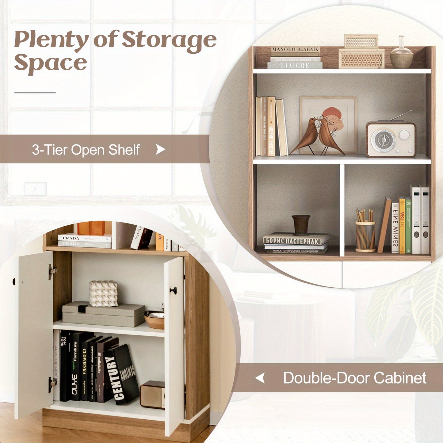 Boekenkast – Boekenrek – Vakkenkast – Opbergkast – Kast – Vrijstaand – Dubbele Deuren – 60x30x140 cm – MDF & Spaanplaat