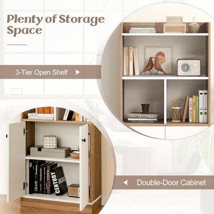 Boekenkast – Boekenrek – Vakkenkast – Opbergkast – Kast – Vrijstaand – Dubbele Deuren – 60x30x140 cm – MDF & Spaanplaat