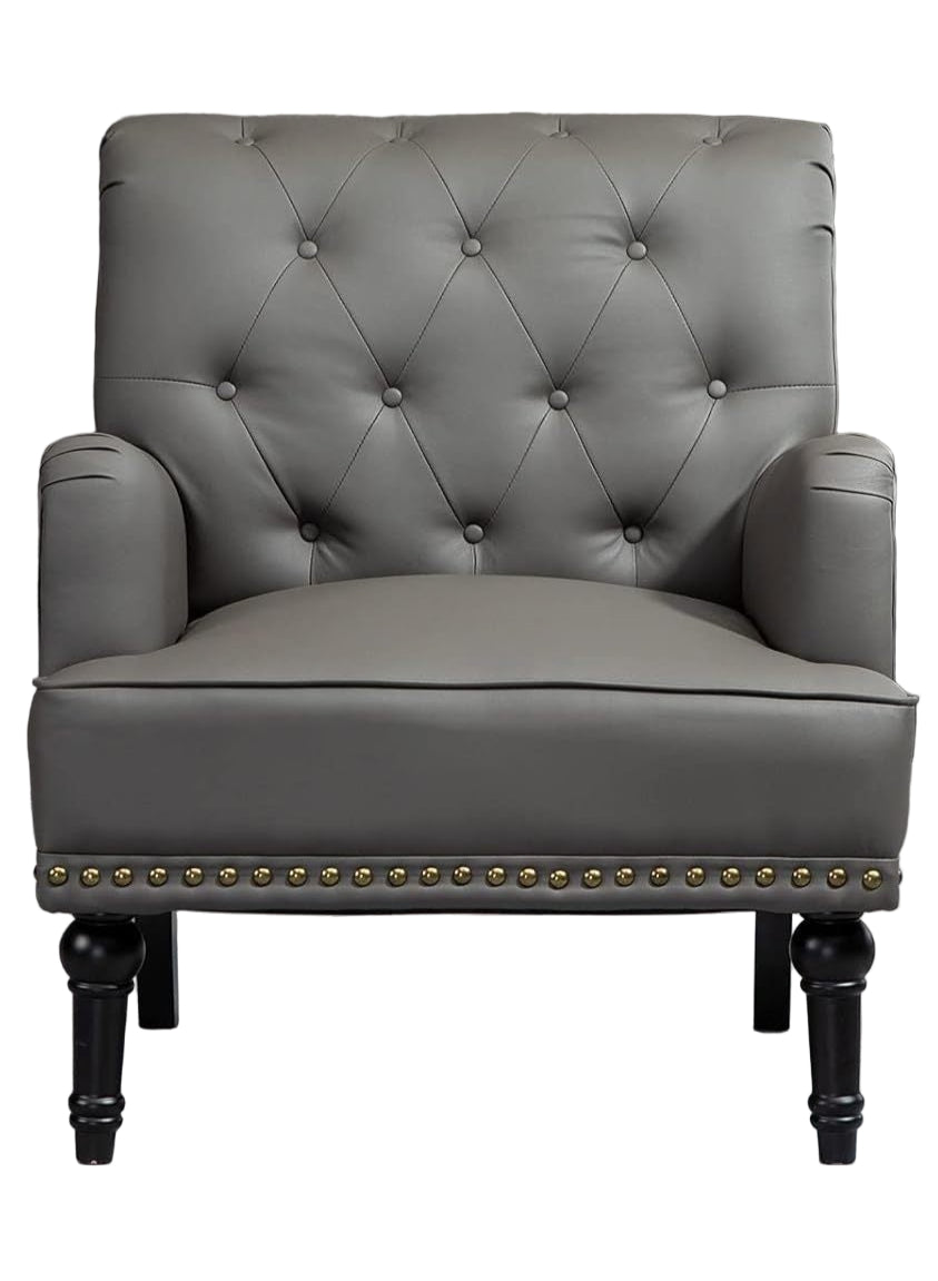 Fauteuil – Loungestoel – Armstoel – Clubstoel – Zithoekstoel – Kunstleer Bekleding – Zwarte Rubberwood Poten
