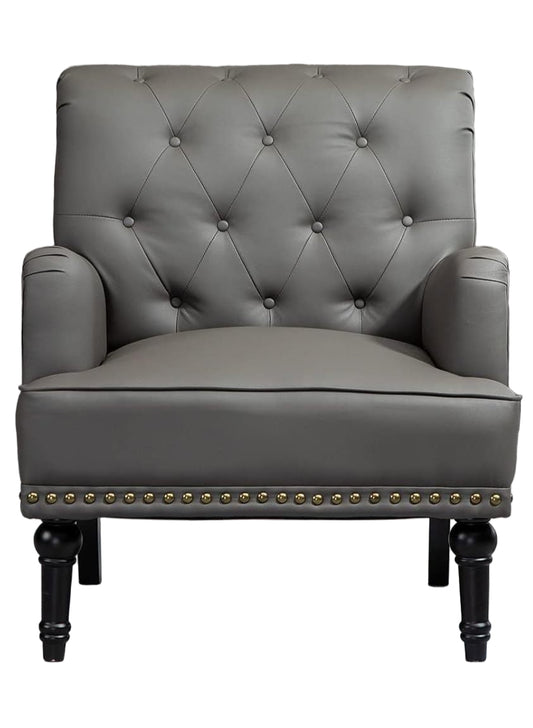 Fauteuil – Loungestoel – Armstoel – Clubstoel – Zithoekstoel – Kunstleer Bekleding – Zwarte Rubberwood Poten
