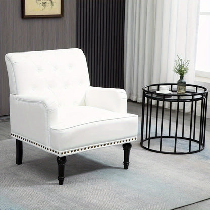 Fauteuil – Loungestoel – Armstoel – Clubstoel – Zithoekstoel – Kunstleer Bekleding – Zwarte Rubberwood Poten