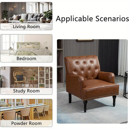 Fauteuil – Loungestoel – Armstoel – Clubstoel – Zithoekstoel – Kunstleer Bekleding – Zwarte Rubberwood Poten