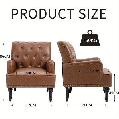 PU Leren Fauteuil – Stoel – Clubstoel – Loungefauteuil – Accentstoel – Zwart – Memory Foam Zitting – Rubberhouten Poten - QUORE